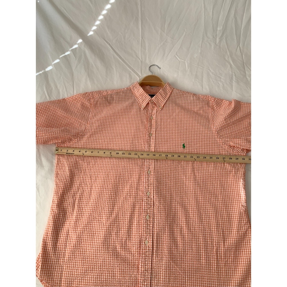 Polo Ralph Lauren Orange Gingham Seersucker Sport Shirt Classic Fit / 3XL T - Picture 10 of 16